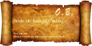 Ondrik Benjámin névjegykártya